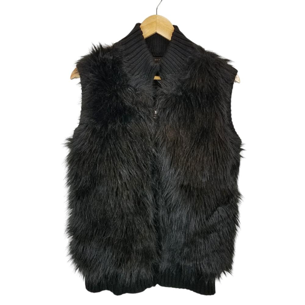 Willi Smith Women's Black Faux Fur Vest Size Large